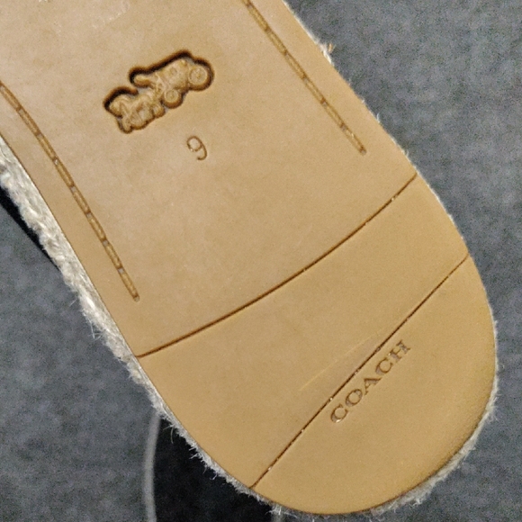 Coach "Carley" Signature Black Leather Espadrille Flats #C6763 - Picture 11 of 12